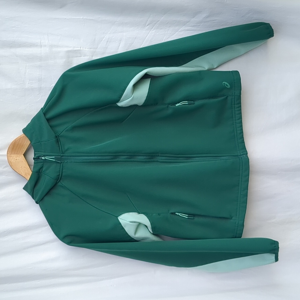 Asics jacket softshell water resistant green small